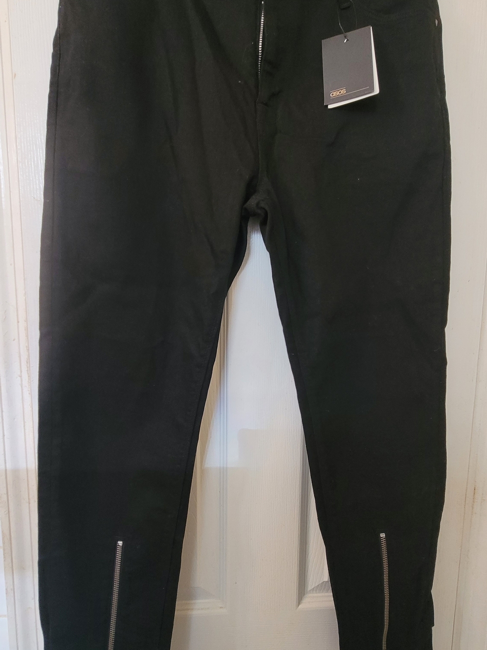 ASOS Men's Black Slim Zipper Hem Pants 34x30